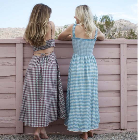 🆕 FIND ME NOW Crayola Cerulean Checkered Gingham Blue Kasi Dress M - Picture 4 of 8